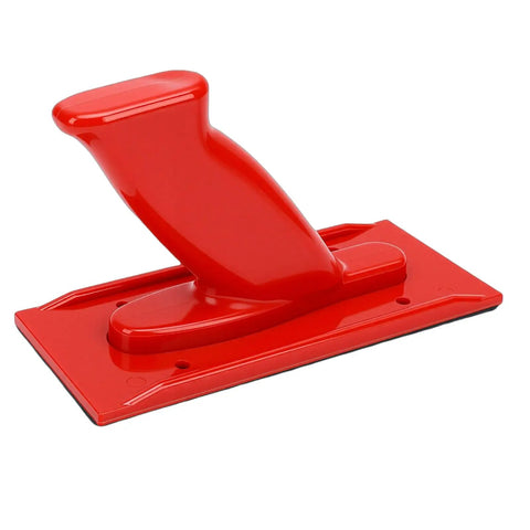 Built Tough Abs Table Saw Push Block With Angled Handle And Rock Solid Textured Grip in bright red color for safety and stability.