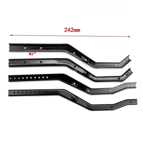 Beefed Up Heavy Duty Metal RC Car Chassis Frame Kit For SCX10 III Gladiator Wrangler 4 Piece Rails with Adjustable Wheelbase in Black Finish