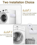 Must Have Magnetic Laundry Storage Lint Holder Bin on washer and wall, space-saving 9.3L trash container, two installation options shown