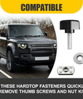 Rock Solid Quick Swap Thumb Screw Kit For Hard Tops And Side Windows Universal Fit with stainless steel fasteners and washers.