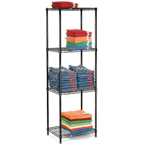 Top Notch 4 Tier Adjustable Wire Shelving Unit 18 X 24 X 74 Inches, Nsf Certified Commercial Storage Rack With Heavy Duty Black Epoxy Finish, Drop Dead Simple Shelf Alignment And Sturdy Leveling Feet Built To Last