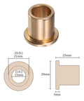 Two Pack Bronze Flange Bearing Sleeves 15mm Bore 21mm OD 25mm Flange Thickness Self Lubricating Bushings For Heavy Duty Industrial Machinery And Equipment Durable Quiet Wear Resistant, bronze flanged sleeve bearing with 15mm bore