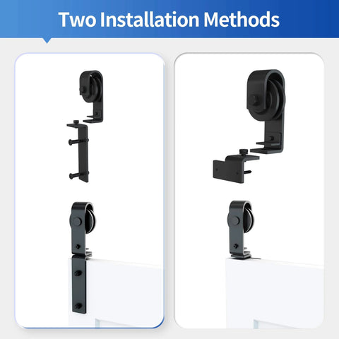 48 Inch Double Bifold Sliding Barn Door Hardware Kit For Closets With Smooth Quiet Operation, side and top mount options
