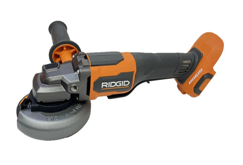 18 Volt Brushless Cordless 4 1 2 Inch Paddle Switch Angle Grinder Power Tool with gray and orange design for fast cutting tasks.