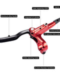 Cyclon MTB hydraulic disc brake set, red aluminum lever with black grip, left-front 1000mm hose, right-rear 1700mm hose
