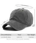 Funny RV Caravan Lover Travel Baseball Cap Adjustable Trucker Style Sun Hat with size dimensions visible.