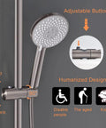 J350 BN Brushed Nickel Retrofit Shower System With 3 Function Handheld Showerhead Kit showing adjustable angle and design use