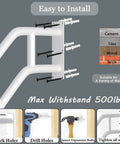 Installation guide for Beefed Up U Shaped Outdoor Stair Handrail With Two Crossbars 26 Inch Wall Mounted Grab Bar in Black Matte Finish.