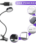 Gooseneck UV Curing Lamp For Resin And Gel Nails, 5W 395nm, USB powered with 1.5m cable and clip-on base showing uses with adapter and power bank