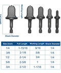 5 Piece Swaging Drill Bit Set For Copper Pipe Flaring, Portable Tube Expander Kit With 1/4, 3/8, 1/2, 5/8 And 3/4 Inch Bits, Hex Shank 1/4 Inch, HVAC Tool For DIY Pros, visible measurements chart