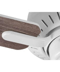 Close-up of Drift Collection 32 Inch Four Blade Ceiling Fan With Whisper Quiet Motor showing wood-grain blade and white finish