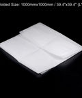250 Mesh Paint Nylon Filter Sheet Pro Grade 39 By 39 Inches, folded white 60 Micron Fine Screen for filtering on black background.