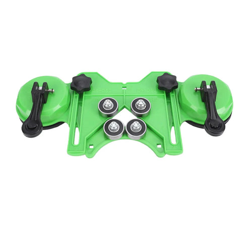 WALFRONT Dual Suction Cup Hole Saw Kit 6-50mm For Tile Ceramic Glass Marble Granite Drill Bits That Stick Firmly And Prevent Slipping For Smooth, Precise Professional DIY Home Renovation Jobs Today. Green dual suction guide with 4 drill bits