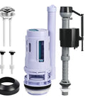 Universal 3 Inch Dual Flush Valve And Fill Valve Replacement Kit For 2 Piece Toilets With Push Button Inside Tank Gasket Bolts