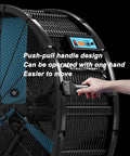 Premium 220V Heavy Duty Floor Fan With 92 Cm Wide Diameter And Tough As Nails Steel Build shown with push-pull handle design for easy movement.