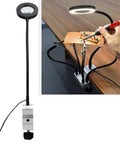 Helping Hands Soldering Station With 3X LED Magnifying Lamp Flexible Arm Third Hand For PCB Repair Six Adjustable Arms Stable Aluminum Base Clamps To Table Ideal For Precision Soldering And Micro Electronics display