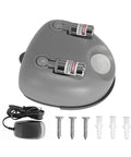 Heavy Duty Dual Laser Parking Sensor For All Vehicles Featuring 360 Degree Rotation And Motion Activated Auto Stop Light. Gray device with dual laser heads and mounting screws.