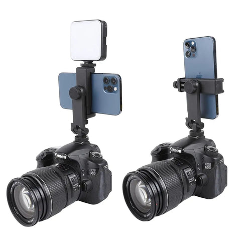 Universal Phone Tripod Mount Adapter with 360 Degree Rotation for Hot Shoe Cameras and DSLRs, 1/4 Inch Screw in use on Canon