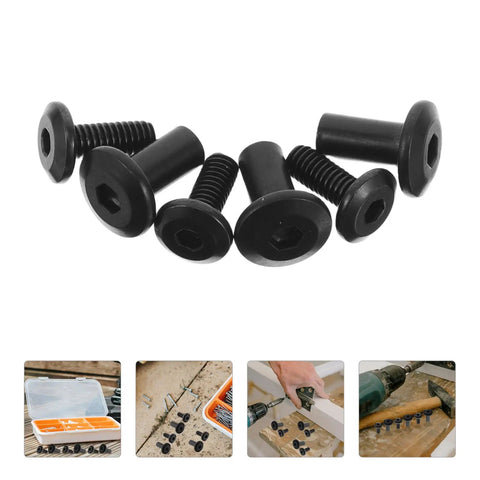 Image of 20 Piece Black Iron Socket Design Screws And Nuts Set For DIY Furniture Projects Including Chairs And Tables With Easy Tightening
