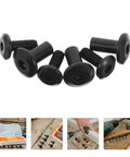 20 Piece Beefy Black Iron Socket Cap Bolt And Nut Kit With Hex Drive For Cabinets And Chairs Medium Size Fit Easy Tightening