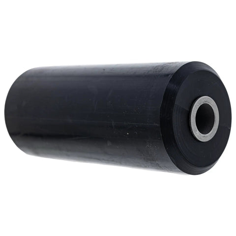 Side view of black Gauge Wheel Roller For Lawn Mowers Extend Deck Life Cut Wear And Tear Boost Stability And Smooth Cutting Durable Deck Support Replacement Part AM101042