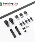 64 Inch Bifold Sliding Barn Door Hardware Track Kit with side mounted black J shape rollers and assembly components