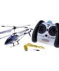 S107G 3 Channel RC Helicopter Gyro Brushed Motor LiPo Battery Powered Easy To Fly For Beginners Blue Color with remote control