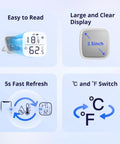 Zigbee Indoor Temperature And Humidity Sensor With LCD Display SNZB-02D Smart Hygrometer Works With Alexa And Google Home For Real Time Remote Monitoring And Home Automation ZigBee 3.0 Hub Required 1 Pack, 2.5-inch display