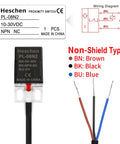 Square Inductive Proximity Sensor Switch PL08N2 8mm Detection Distance NPN NC 3 Wire Non Shield Type 17x17x35mm with wiring diagram