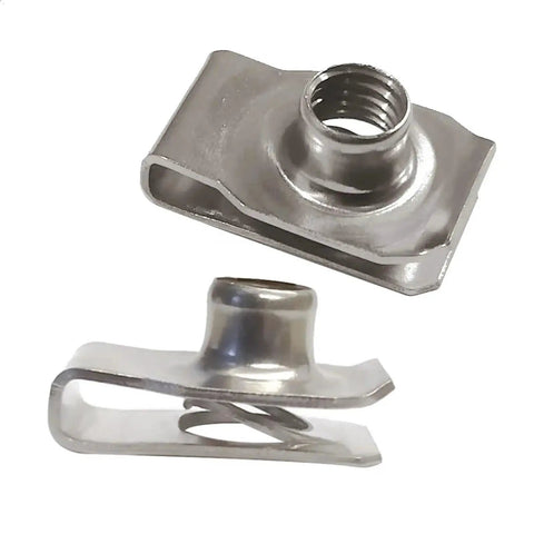 10 Pieces Stainless Steel U Type Clips With Bolts M4 M5 M6 M8 M10 Assorted Thread Sizes Automotive Retaining Fastener Kit For Trim Bumper Undertray And Panel, stainless clip close-up