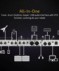 Diagram showing All In One Dope Guitar And Bass Multi Effects Pedal with input/output connectors and features.