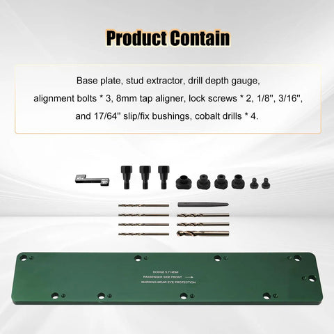 Dodge 5.7L Hemi Exhaust Manifold Template Removal Tool Set displayed with tools and components for precision use