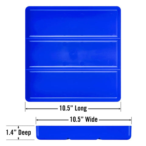 Stackable Toolchest Organizer Tray In Blue With Three Compartments For Mechanics, Electricians, Plumbers And DIYers Heavy Duty Made In The USA