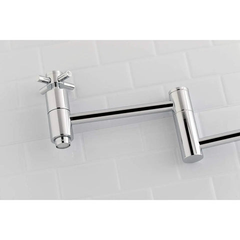 Concord Pot Filler Wall Mount Polished Chrome Finish Drip Free Ceramic Disc Cartridge Half Inch NPT Connection 20 Inch Reach