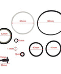 Beefed Up Heavy Duty 8 Ton Vertical Bottle Jack Repair Kit with oil seal ring and pump core components, various ring sizes shown