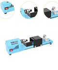 Dirt Cheap Mini Wood Lathe For Benchtop Projects Steel Build 150W Compact Desktop Woodturning Machine showing motor and setup details.