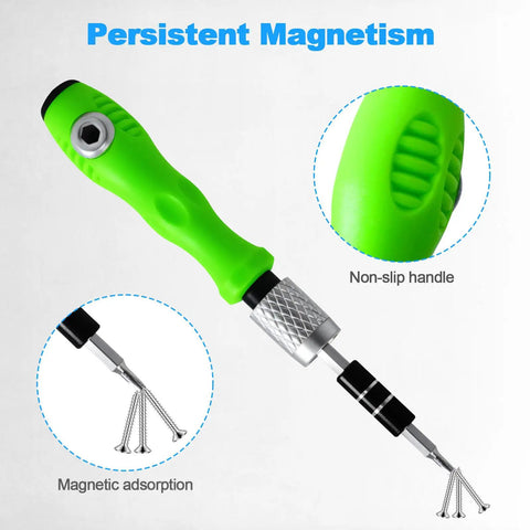 Green handle of 32 In 1 Magnetic Precision Screwdriver Set Tiny Repair Kit For Glasses Watches Phones Laptops Electronics Toys