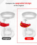 Comparison of original and upgraded dust bin trigger lever replacement for V10 V11 V15 SV12 SV14 Gen5 vacuum cleaners.