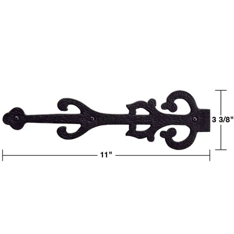 Garage Door Decorative Hardware Set 11 Inch Slick Black Wrought Iron Dummy Strap Hinges with Mounting Hardware, Rust Resistant
