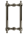 Polished Nickel 8 Inch Center-To-Center Colonial Style Back-To-Back Pull Handle With Brass Hardware Ergonomic Contoured Design For Double Door Installation Durable Construction Suitable For Cabinets Or Doors In Homes Hotels And Offices