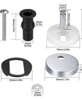 Components of Two Pack Top Fix Toilet Seat Hinges Replacement Mountings With Quick Release Screws for easy DIY bathroom upgrade.