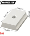 Beefy Five Piece Aluminum Alloy T Track Nuts M6 M8 Set For T Slot Woodworking, product size dimensions shown, M6 variant