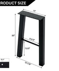 Diagram of 20 Inch Metal Coffee Table Legs Set Of 2 With Industrial Black Finish showing dimensions and pre-drilled holes.