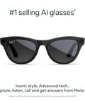 Meta Gen 2 Skyler Smart AI Glasses in shiny black with polarized gradient graphite lenses, front view.