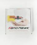 Packaging box of Nano Hawk FPV 65mm Tiny Indoor Outdoor Micro Whoop Drone For Beginners with drone graphic and hand.