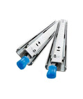 Beefy Full Extension Drawer Slides With Heavy Duty Steel Rails Rock Solid Build, Smooth slide motion with blue handles.