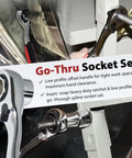 Low Profile Pass-Through Socket Wrench Set With 52 Spline Sockets, SAE and Metric, shown with go-through ratchet in use.