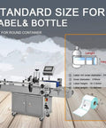 Smooth Operator Automatic Round Bottle Labeler With Date Coder And Smart Panel For Cans And Wine Packaging 110V System shown with dimensions for round containers.