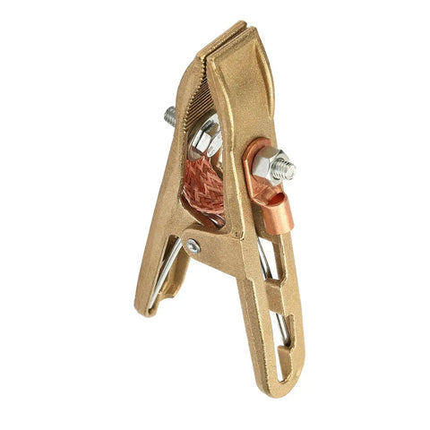 Heavy Duty Brass A-Shape Ground Welding Earth Clamp With Rock Solid Grip For Professional 500A Max Current, close-up view.