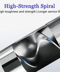 Close-up of high-strength spiral design on Heavy Duty Grain Auger Portable Industrial Screw Conveyor For Grain Cement And Sand With 300cm Hose Delivers Up To 24 Tons Per Hour Three Times Faster Than Manual Loading And Gets The Job Done Fast For Large Scale Powder Cleaning And Processing.
